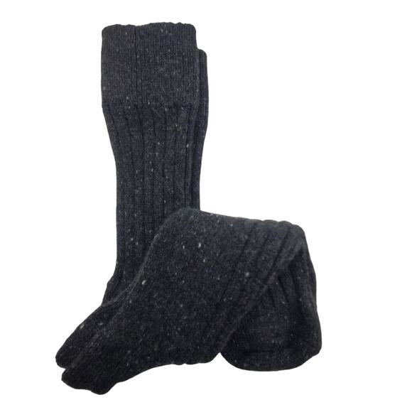 Garnet Hill 81% Cashmere Dark Charcoal Socks Mens Ribbed L Slightly Imperfect - Picture 4 of 4